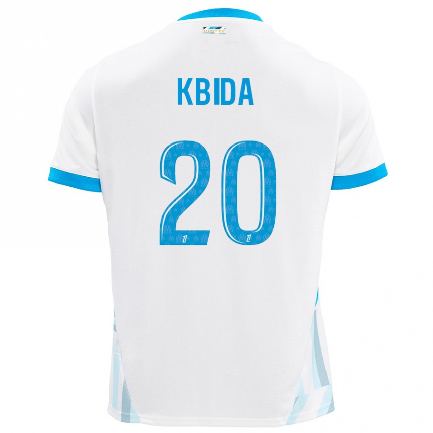 Kids Football Inès Kbida #20 White Sky Blue Home Jersey 2024/25 T-Shirt