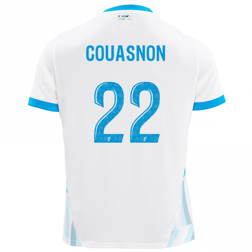 Kids Football Roxane Couasnon #22 White Sky Blue Home Jersey 2024/25 T-Shirt