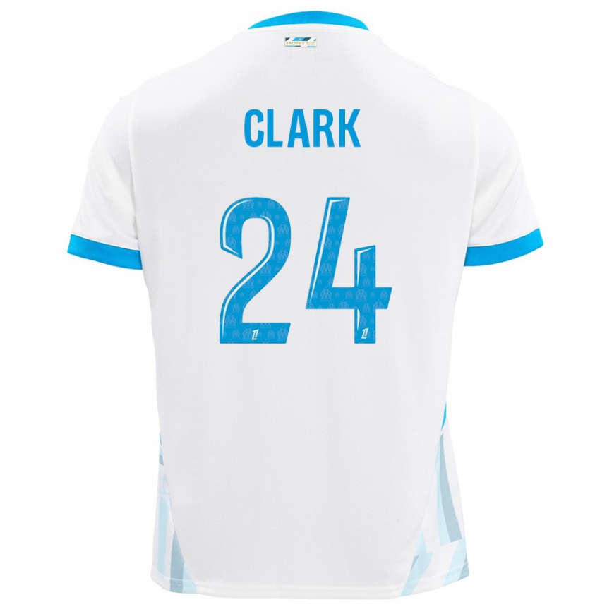 Kids Football Ashley Clark #24 White Sky Blue Home Jersey 2024/25 T-Shirt