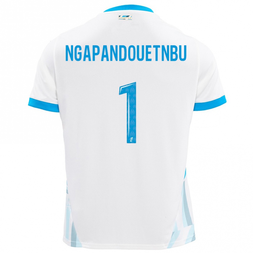 Kids Football Simon Ngapandouetnbu #1 White Sky Blue Home Jersey 2024/25 T-Shirt