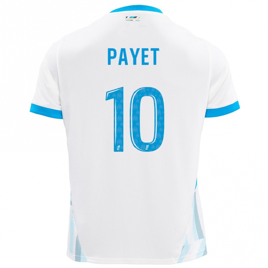 Kids Football Dimitri Payet #10 White Sky Blue Home Jersey 2024/25 T-Shirt