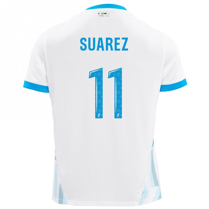 Kids Football Luis Suarez #11 White Sky Blue Home Jersey 2024/25 T-Shirt