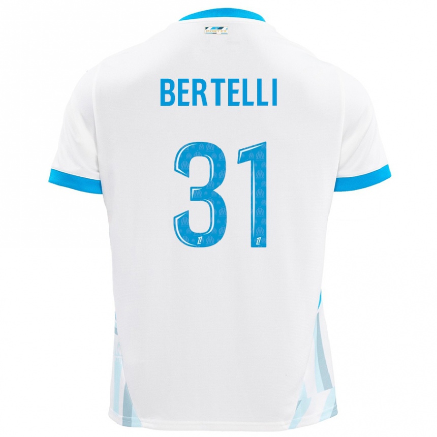 Kids Football Ugo Bertelli #31 White Sky Blue Home Jersey 2024/25 T-Shirt