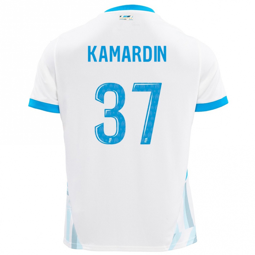 Kids Football Aaron Kamardin #37 White Sky Blue Home Jersey 2024/25 T-Shirt