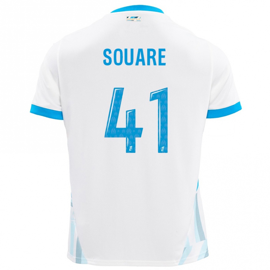 Kids Football Cheick Souare #41 White Sky Blue Home Jersey 2024/25 T-Shirt