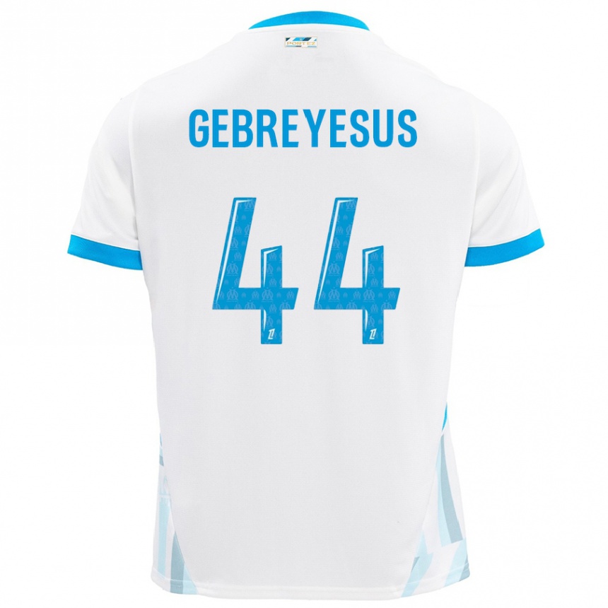 Kids Football Esey Gebreyesus #44 White Sky Blue Home Jersey 2024/25 T-Shirt