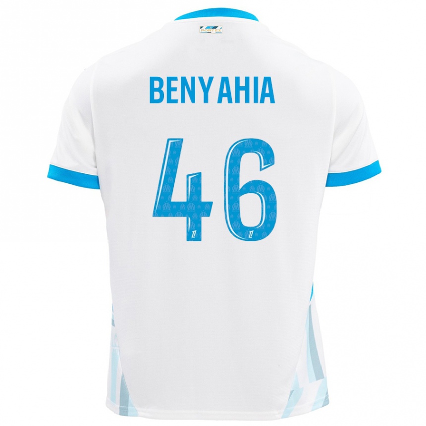 Kids Football Aylan Benyahia-Tani #46 White Sky Blue Home Jersey 2024/25 T-Shirt