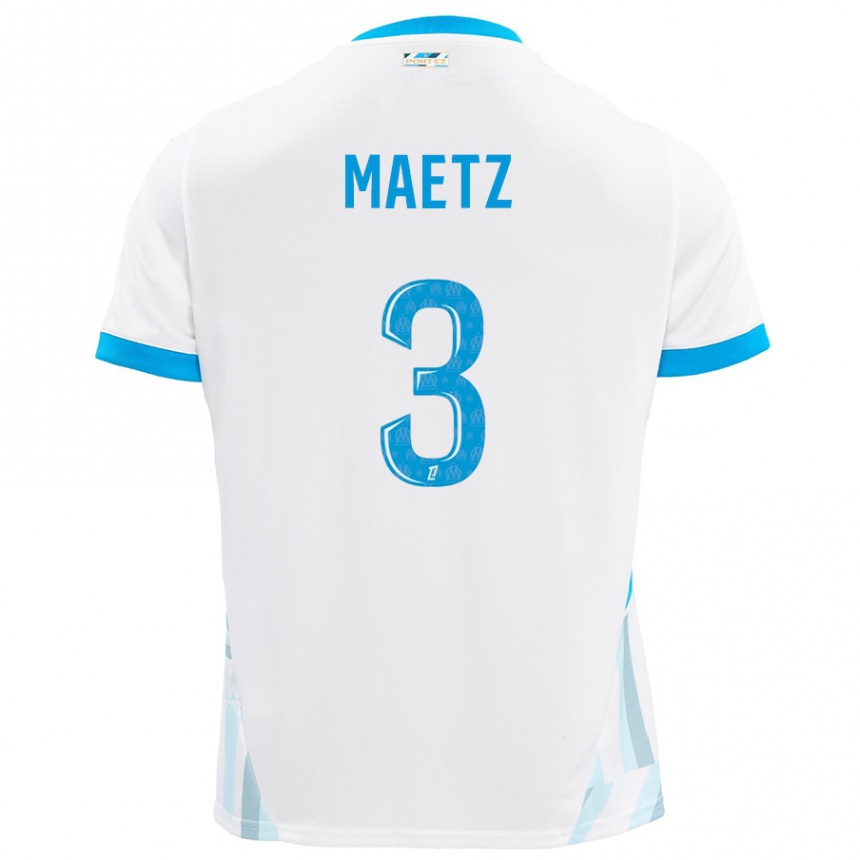 Kids Football Agathe Maetz #3 White Sky Blue Home Jersey 2024/25 T-Shirt