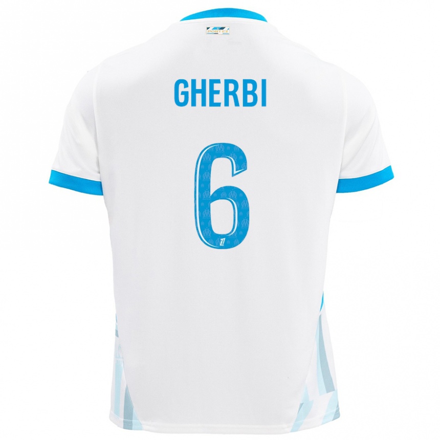 Kids Football Candice Gherbi #6 White Sky Blue Home Jersey 2024/25 T-Shirt