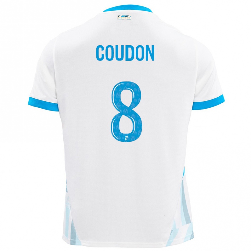 Kids Football Marine Coudon #8 White Sky Blue Home Jersey 2024/25 T-Shirt