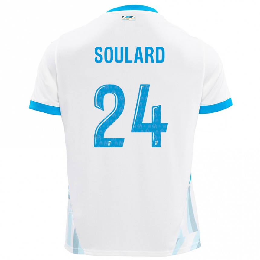 Kids Football Amandine Soulard #24 White Sky Blue Home Jersey 2024/25 T-Shirt