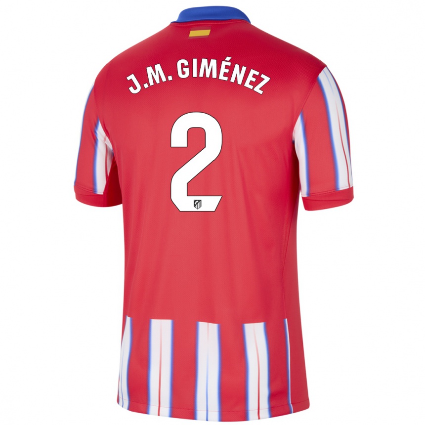 Kids Football Jose Maria Gimenez #2 Red White Blue Home Jersey 2024/25 T-Shirt