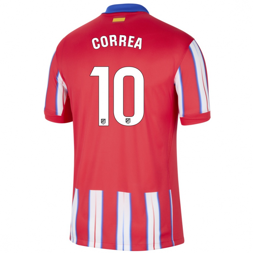 Kids Football Angel Correa #10 Red White Blue Home Jersey 2024/25 T-Shirt