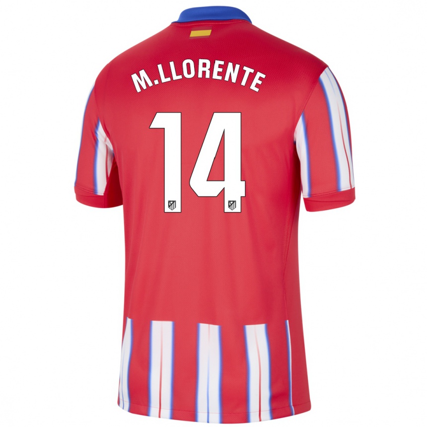 Kids Football Marcos Llorente #14 Red White Blue Home Jersey 2024/25 T-Shirt