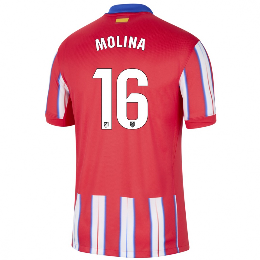 Kids Football Nahuel Molina #16 Red White Blue Home Jersey 2024/25 T-Shirt