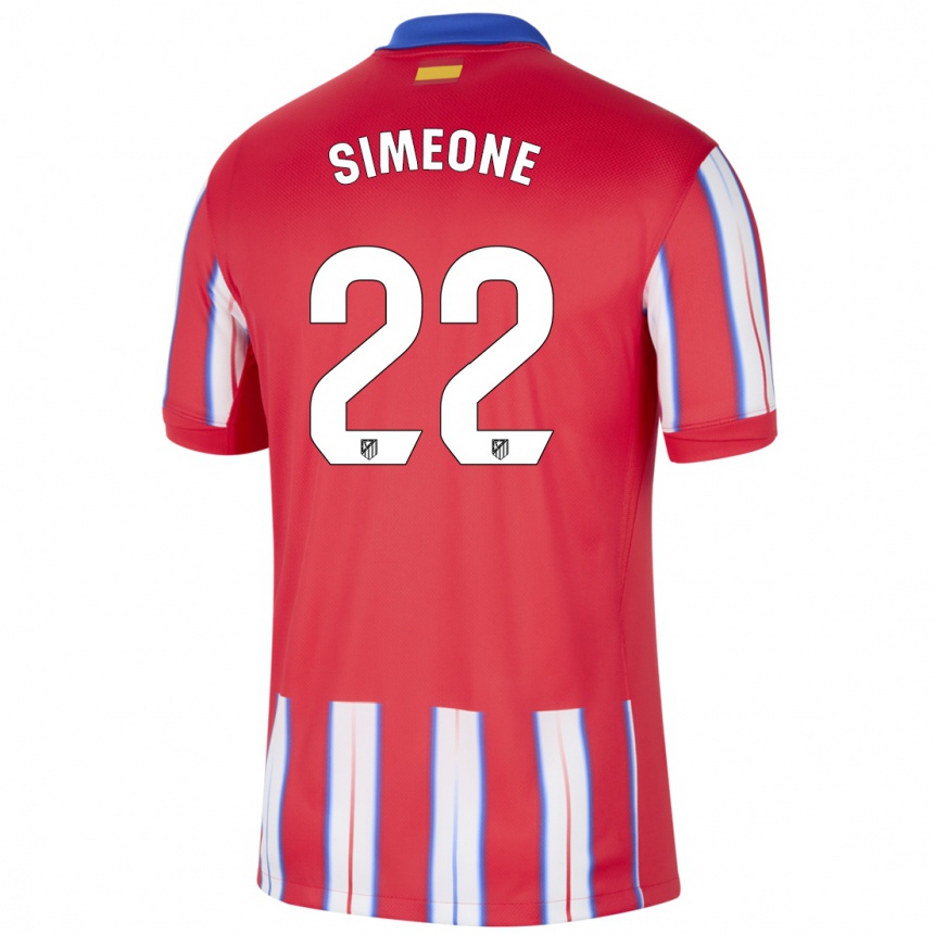 Kids Football Giuliano Simeone #22 Red White Blue Home Jersey 2024/25 T-Shirt