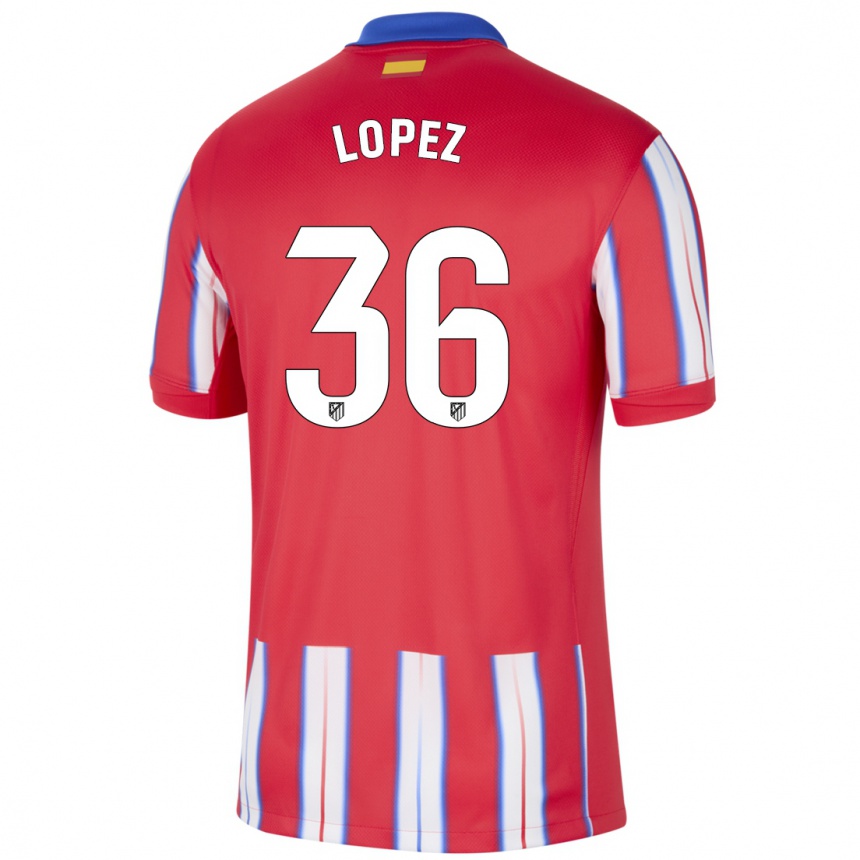 Kids Football David Lopez #36 Red White Blue Home Jersey 2024/25 T-Shirt