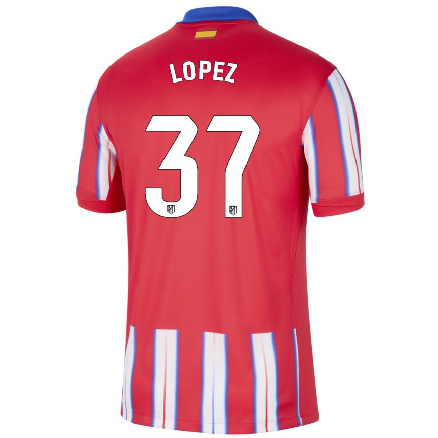 Kids Football Alex Lopez #37 Red White Blue Home Jersey 2024/25 T-Shirt