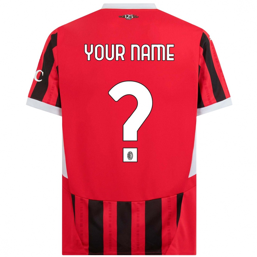 Kids Football Your Name #0 Red Black Home Jersey 2024/25 T-Shirt