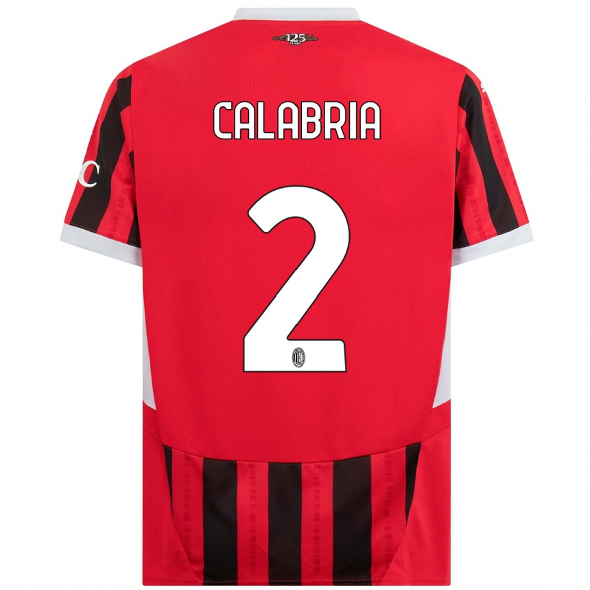 Kids Football Davide Calabria #2 Red Black Home Jersey 2024/25 T-Shirt