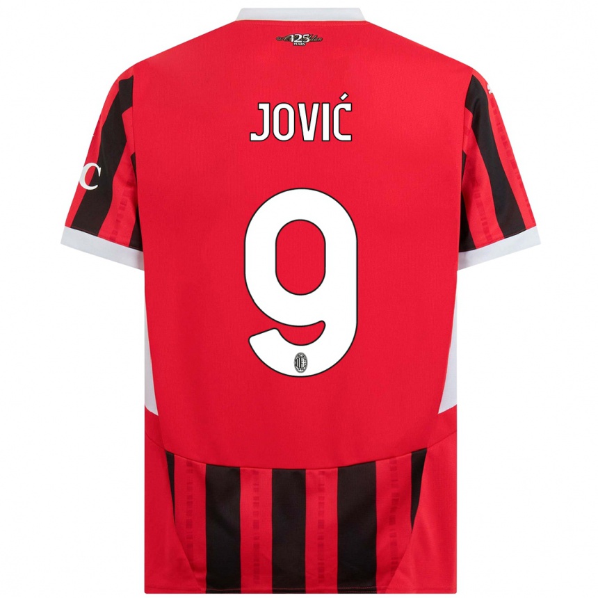 Kids Football Luka Jovic #9 Red Black Home Jersey 2024/25 T-Shirt