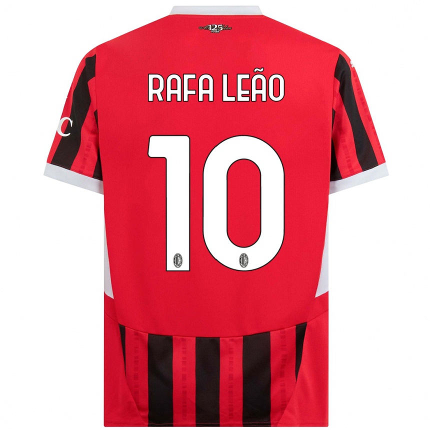 Kids Football Rafael Leao #10 Red Black Home Jersey 2024/25 T-Shirt