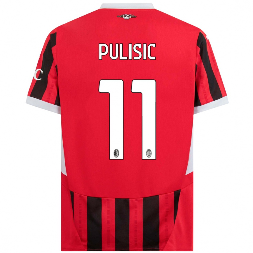 Kids Football Christian Pulisic #11 Red Black Home Jersey 2024/25 T-Shirt