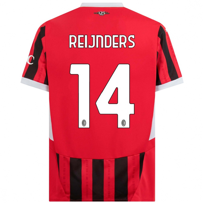 Kids Football Tijjani Reijnders #14 Red Black Home Jersey 2024/25 T-Shirt