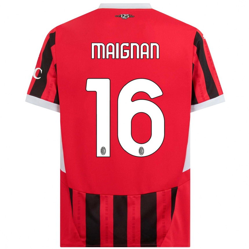 Kids Football Mike Maignan #16 Red Black Home Jersey 2024/25 T-Shirt