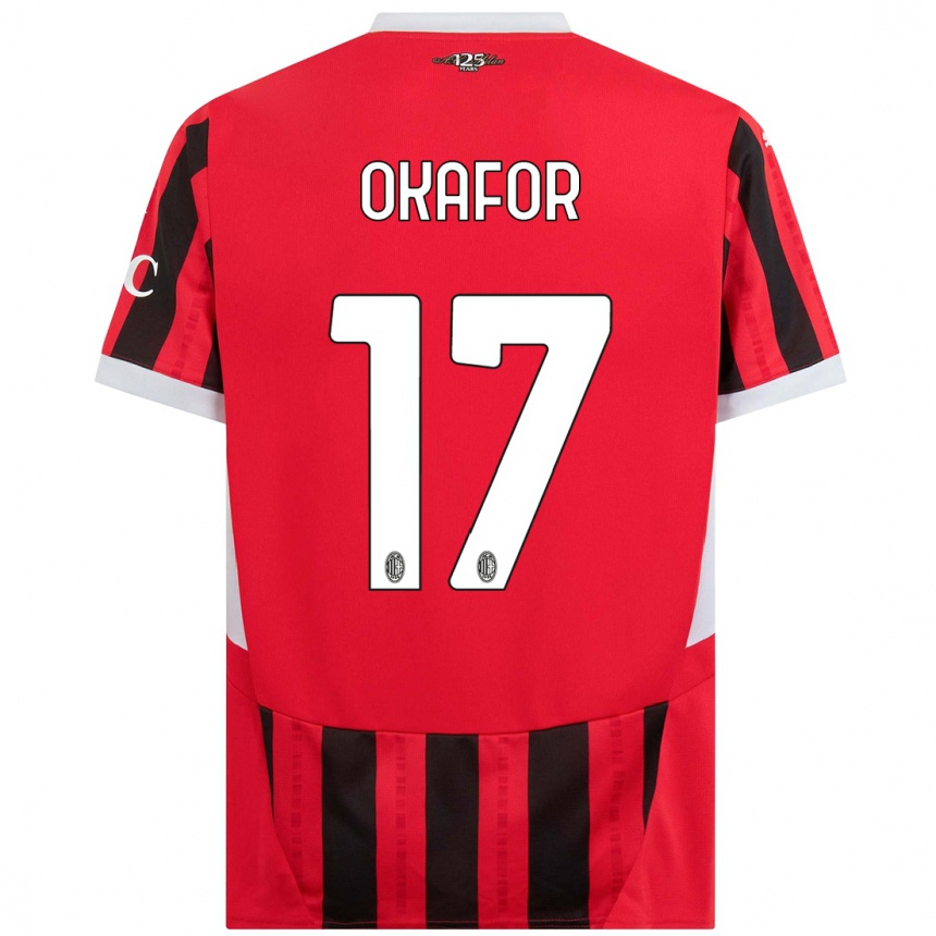 Kids Football Noah Okafor #17 Red Black Home Jersey 2024/25 T-Shirt