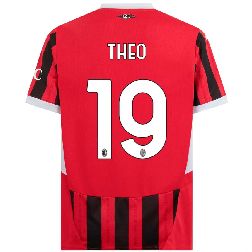 Kids Football Theo Hernandez #19 Red Black Home Jersey 2024/25 T-Shirt