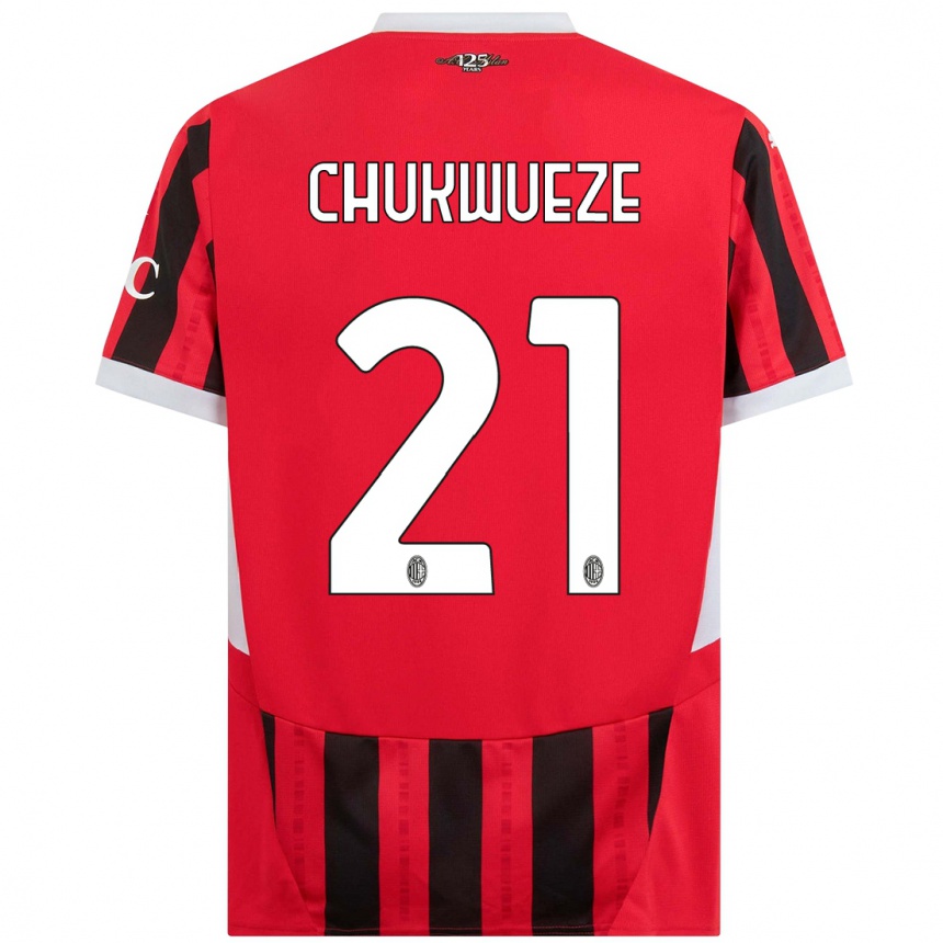 Kids Football Samuel Chukwueze #21 Red Black Home Jersey 2024/25 T-Shirt