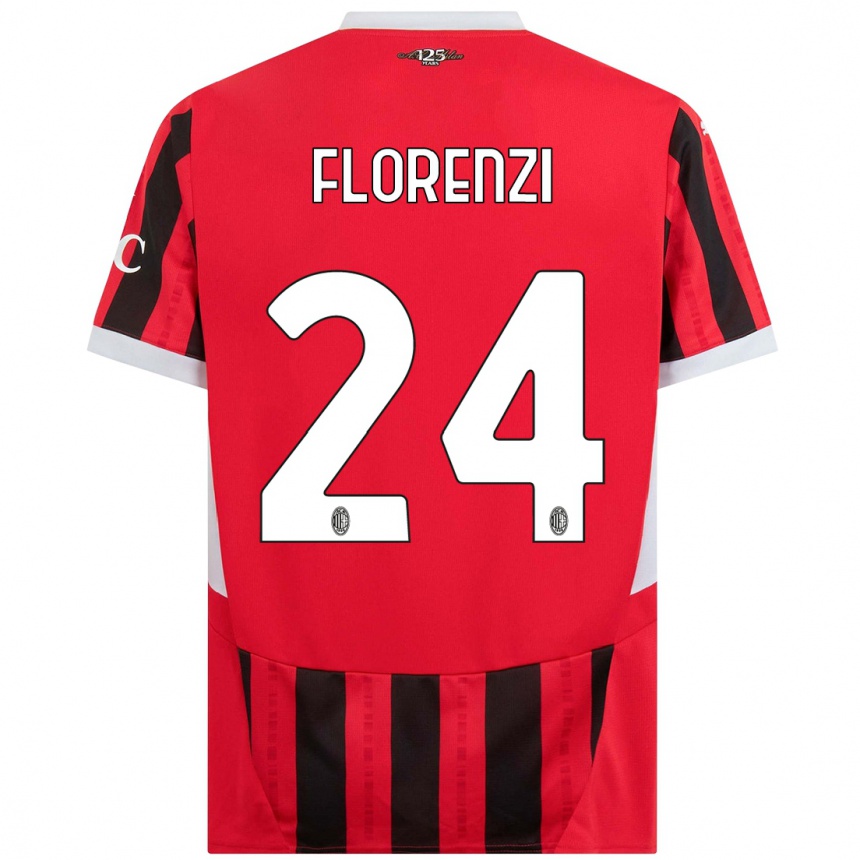 Kids Football Alessandro Florenzi #24 Red Black Home Jersey 2024/25 T-Shirt