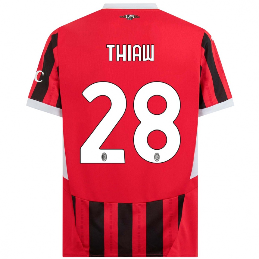 Kids Football Malick Thiaw #28 Red Black Home Jersey 2024/25 T-Shirt