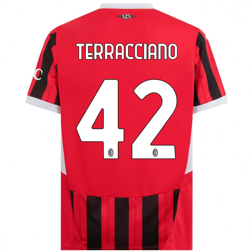 Kids Football Filippo Terracciano #42 Red Black Home Jersey 2024/25 T-Shirt