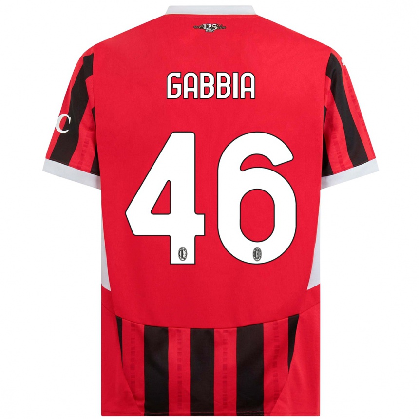 Kids Football Matteo Gabbia #46 Red Black Home Jersey 2024/25 T-Shirt