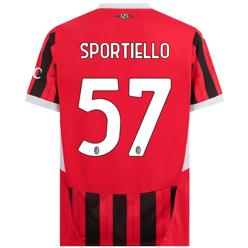 Kids Football Marco Sportiello #57 Red Black Home Jersey 2024/25 T-Shirt