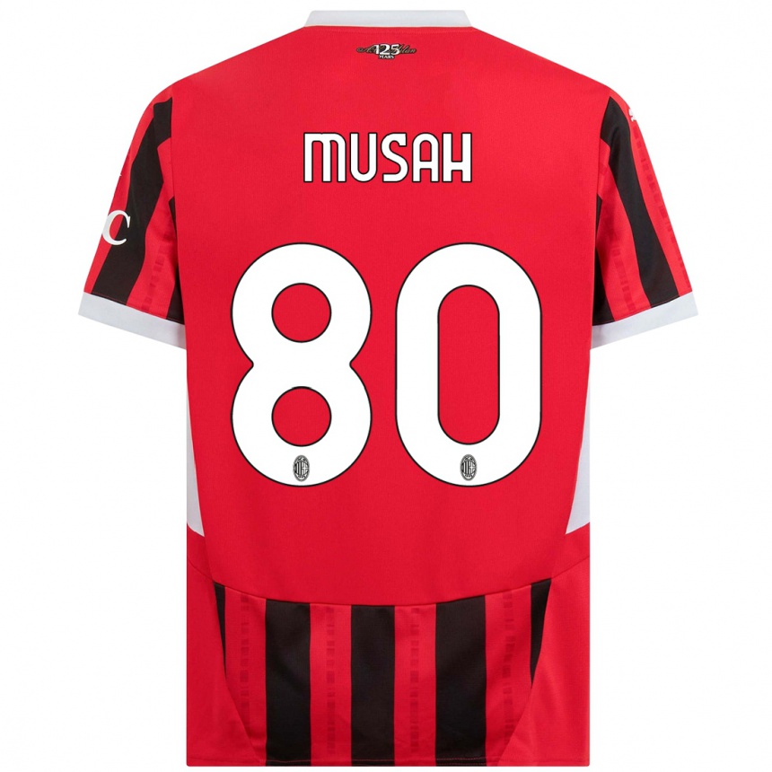 Kids Football Yunus Musah #80 Red Black Home Jersey 2024/25 T-Shirt