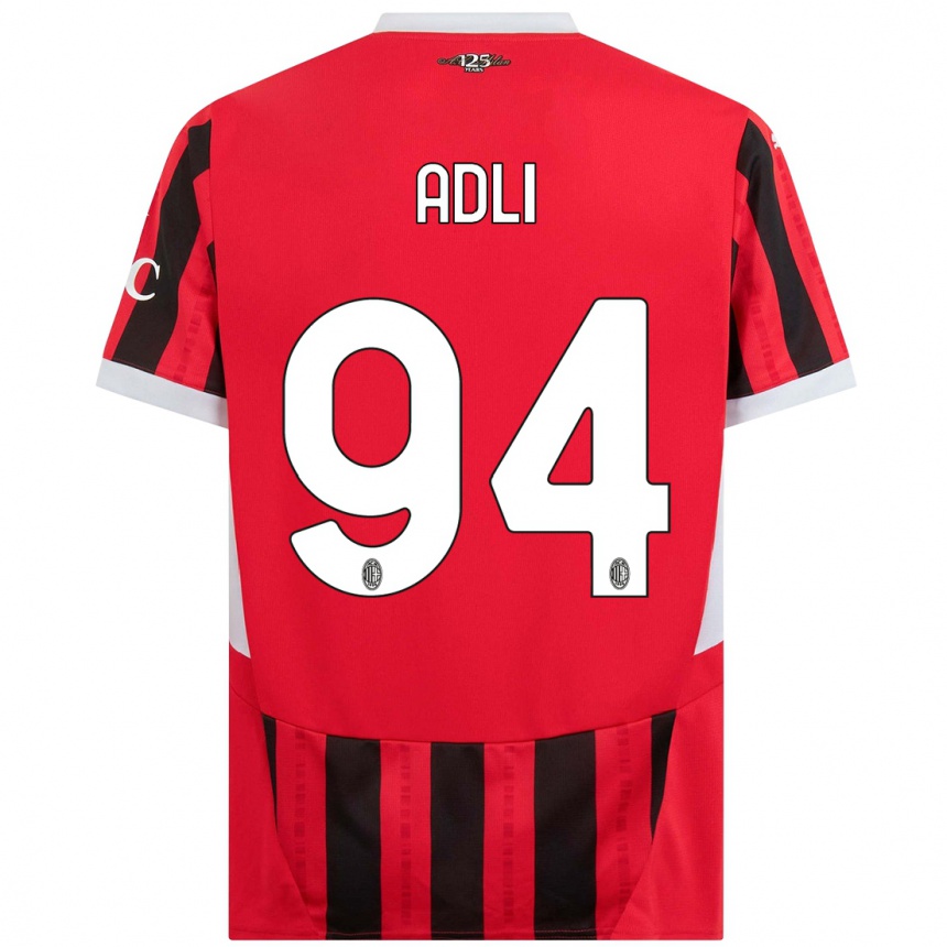 Kids Football Yacine Adli #94 Red Black Home Jersey 2024/25 T-Shirt