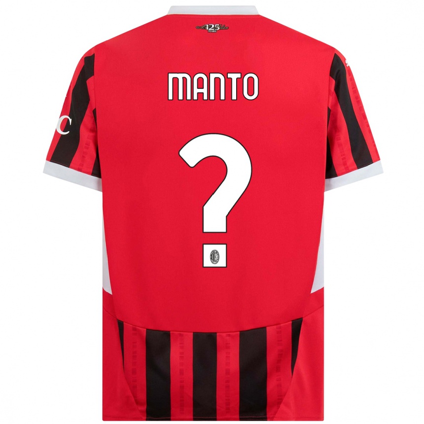 Kids Football Gaetano Manto #0 Red Black Home Jersey 2024/25 T-Shirt