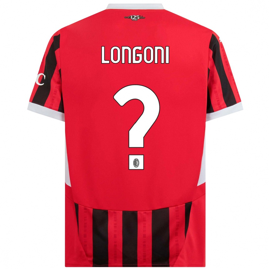 Kids Football Alessandro Longoni #0 Red Black Home Jersey 2024/25 T-Shirt