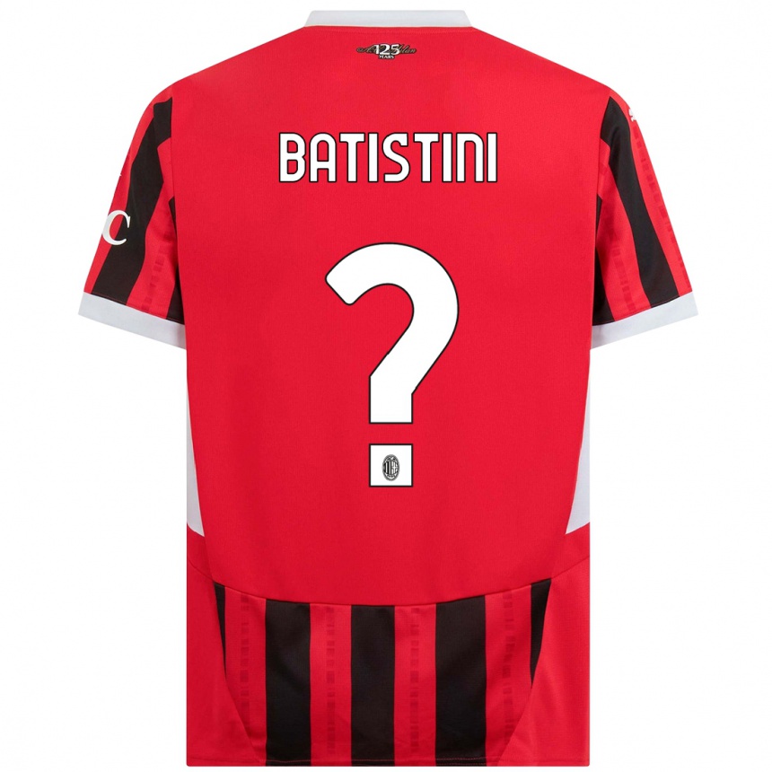 Kids Football Simone Batistini #0 Red Black Home Jersey 2024/25 T-Shirt