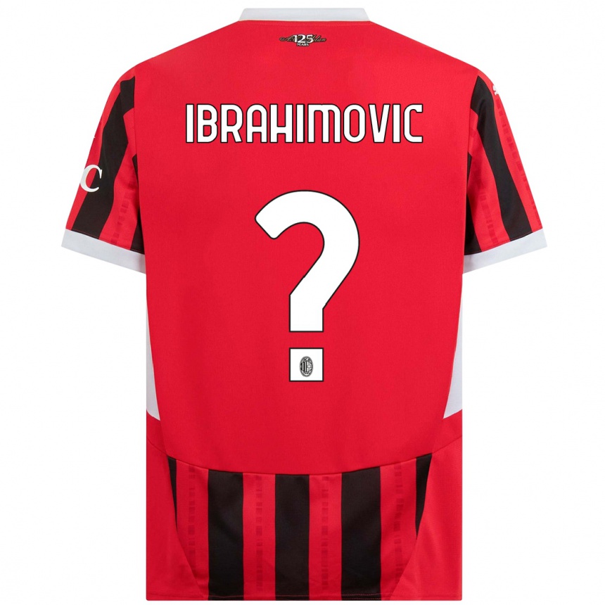 Kids Football Vincent Ibrahimovic #0 Red Black Home Jersey 2024/25 T-Shirt