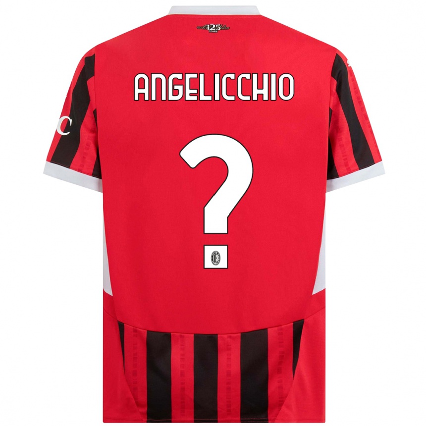 Kids Football Mattia Angelicchio #0 Red Black Home Jersey 2024/25 T-Shirt