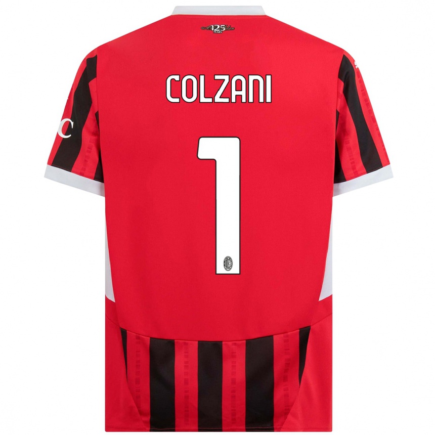 Kids Football Edoardo Colzani #1 Red Black Home Jersey 2024/25 T-Shirt