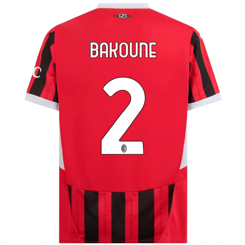 Kids Football Adam Bakoune #2 Red Black Home Jersey 2024/25 T-Shirt