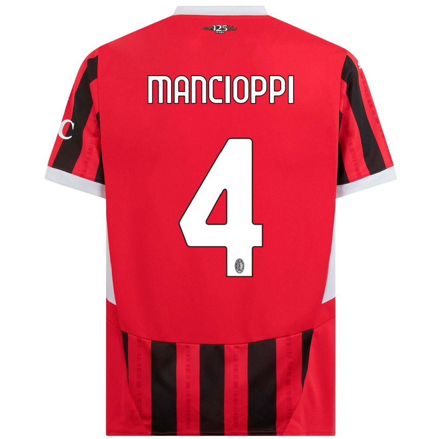 Kids Football Tommaso Mancioppi #4 Red Black Home Jersey 2024/25 T-Shirt