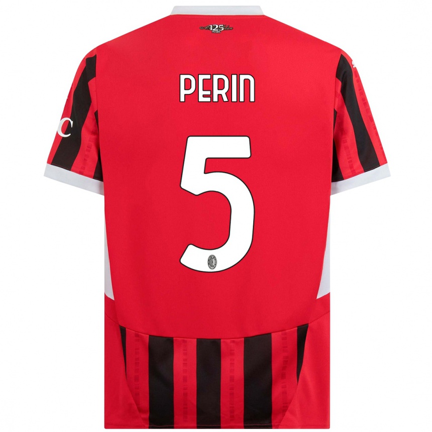 Kids Football Ernesto Perin #5 Red Black Home Jersey 2024/25 T-Shirt