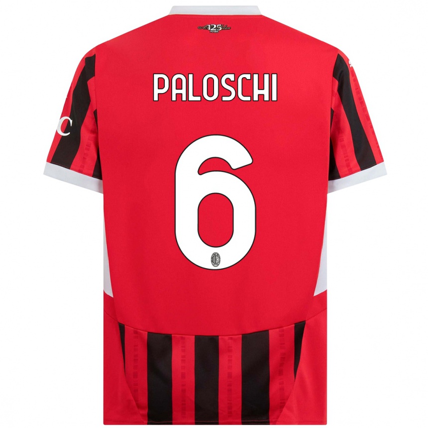 Kids Football Dorian Paloschi #6 Red Black Home Jersey 2024/25 T-Shirt