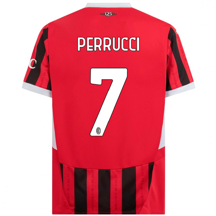 Kids Football Vincenzo Perrucci #7 Red Black Home Jersey 2024/25 T-Shirt